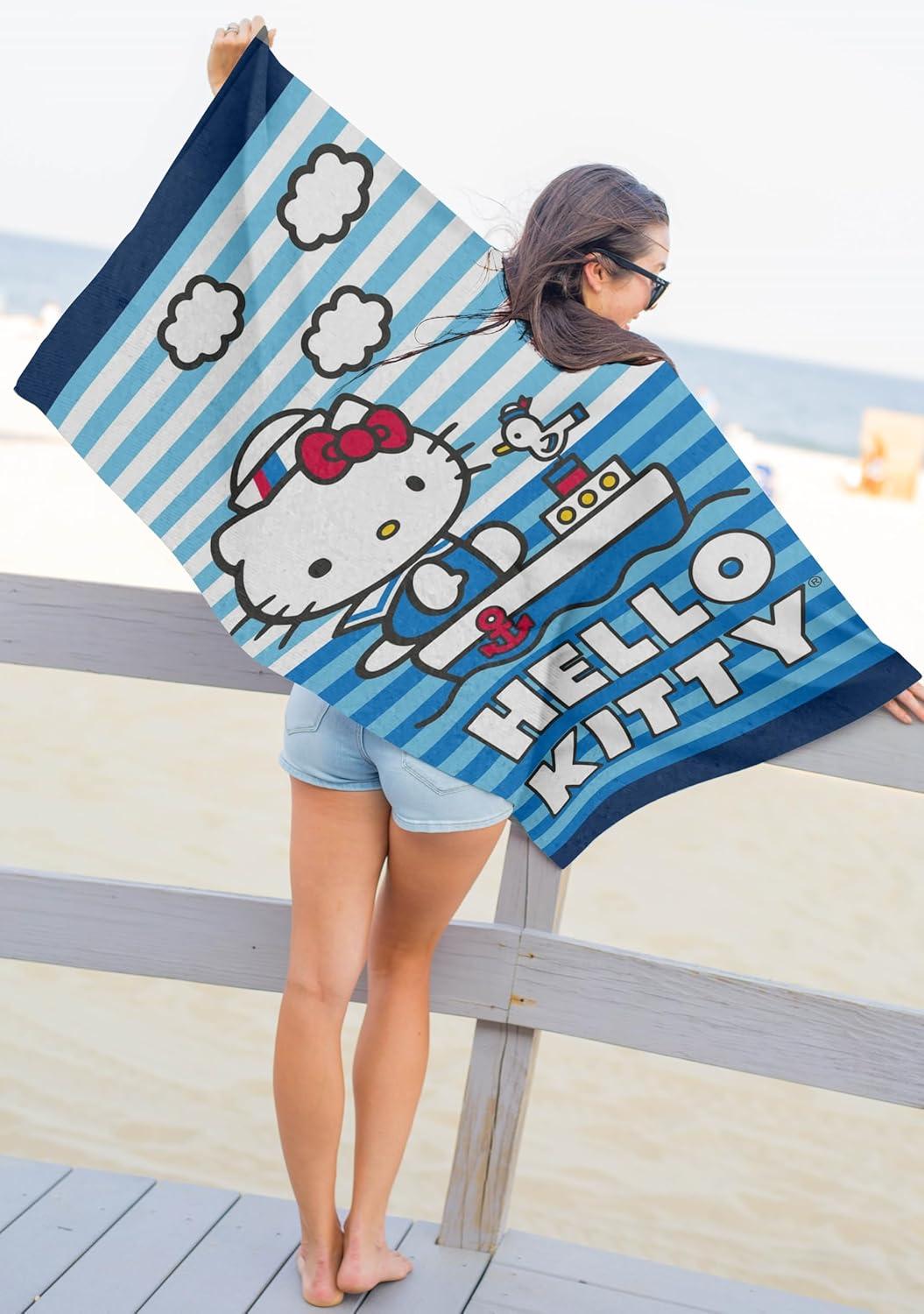 imageJay Franco Minecraft Creeper Kids Bath Pool Beach Towel  Super Soft ampamp Absorbent Blue 100 Cotton Towel Measures 28 x 58Blue  Hello Kitty 01