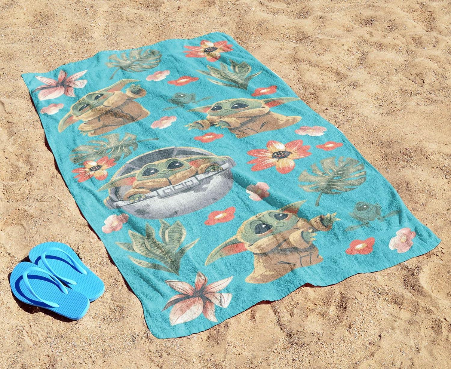 imageJay Franco Minecraft Creeper Kids Bath Pool Beach Towel  Super Soft ampamp Absorbent Blue 100 Cotton Towel Measures 28 x 58Blue  Mandalorian 01