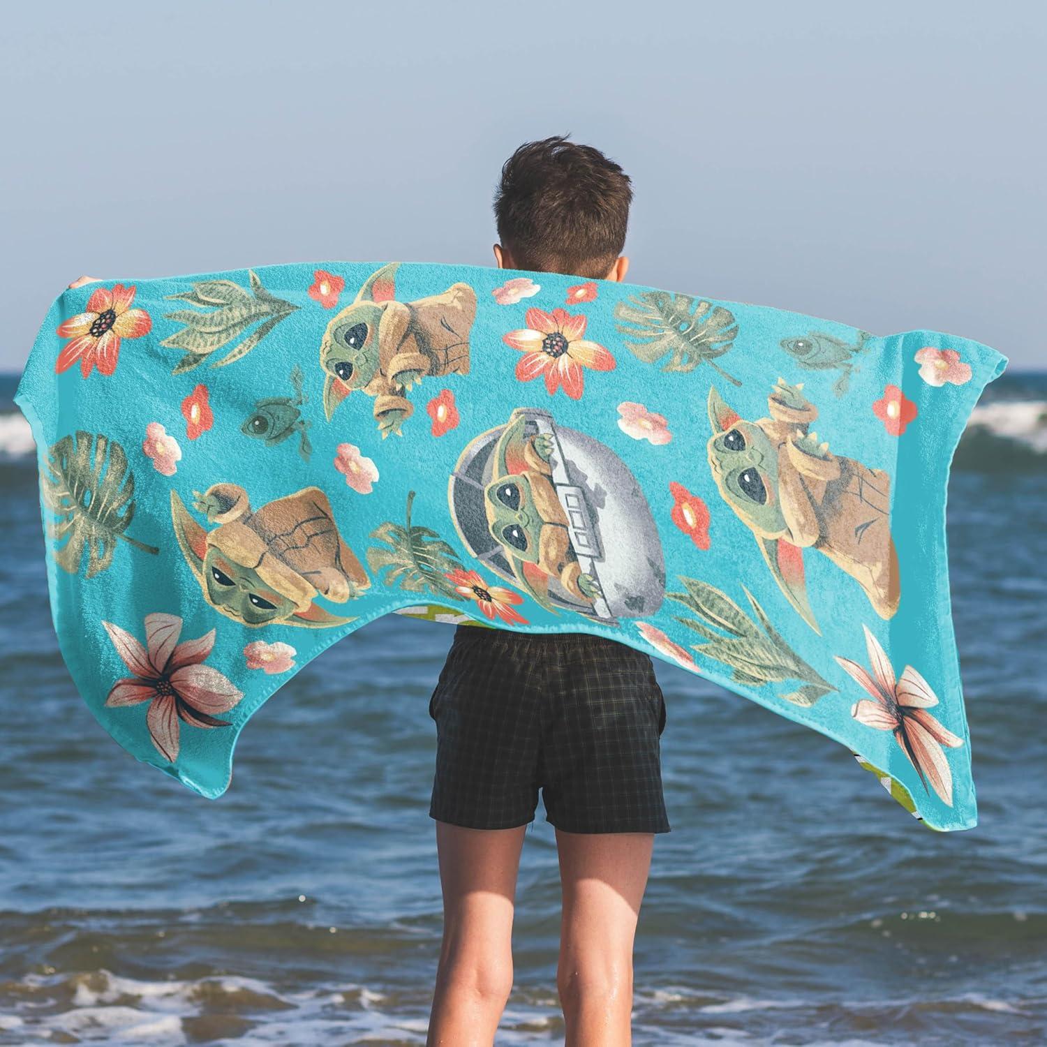 imageJay Franco Minecraft Creeper Kids Bath Pool Beach Towel  Super Soft ampamp Absorbent Blue 100 Cotton Towel Measures 28 x 58Blue  Mandalorian 01