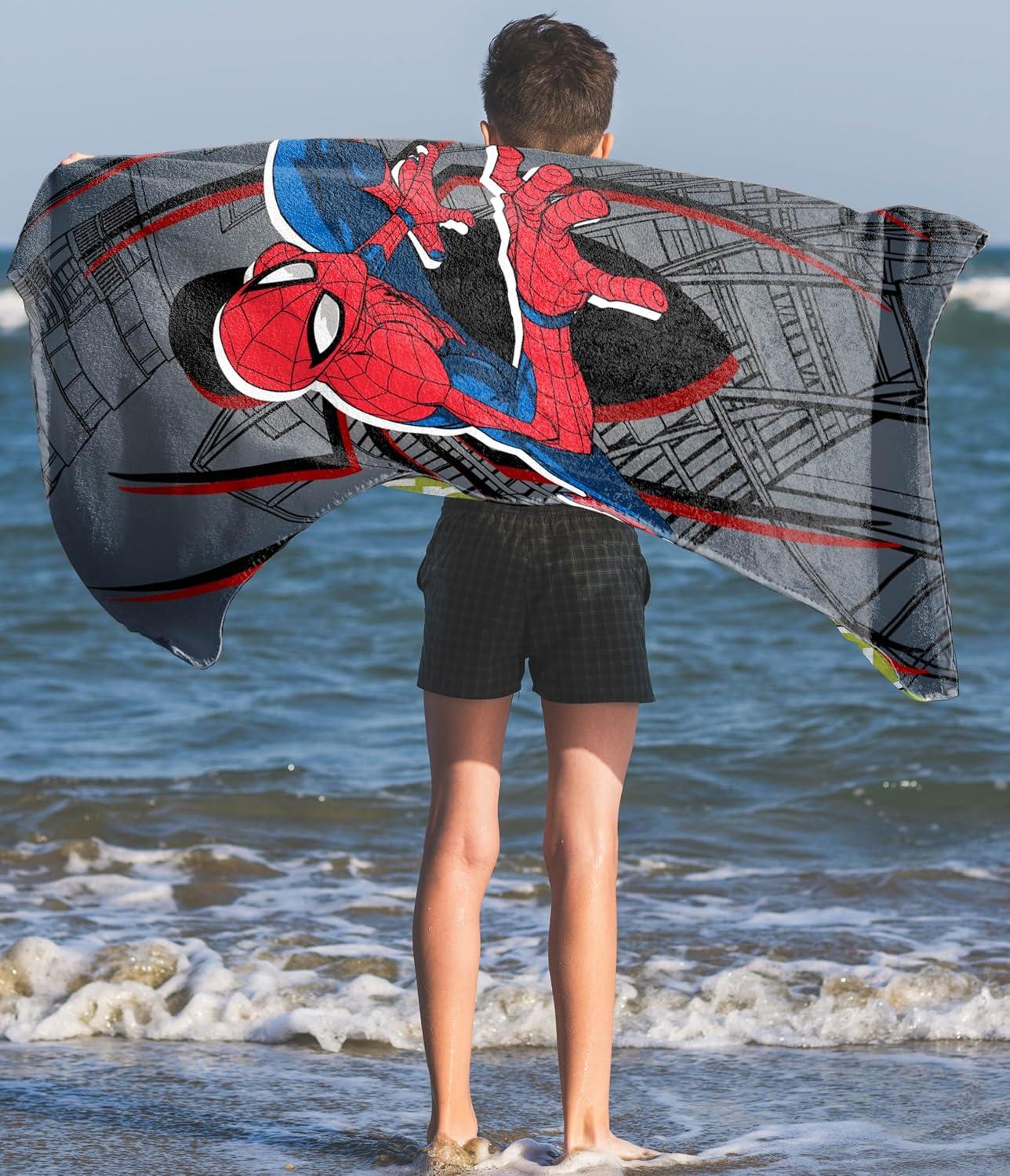 imageJay Franco Minecraft Creeper Kids Bath Pool Beach Towel  Super Soft ampamp Absorbent Blue 100 Cotton Towel Measures 28 x 58Gray  Spiderman