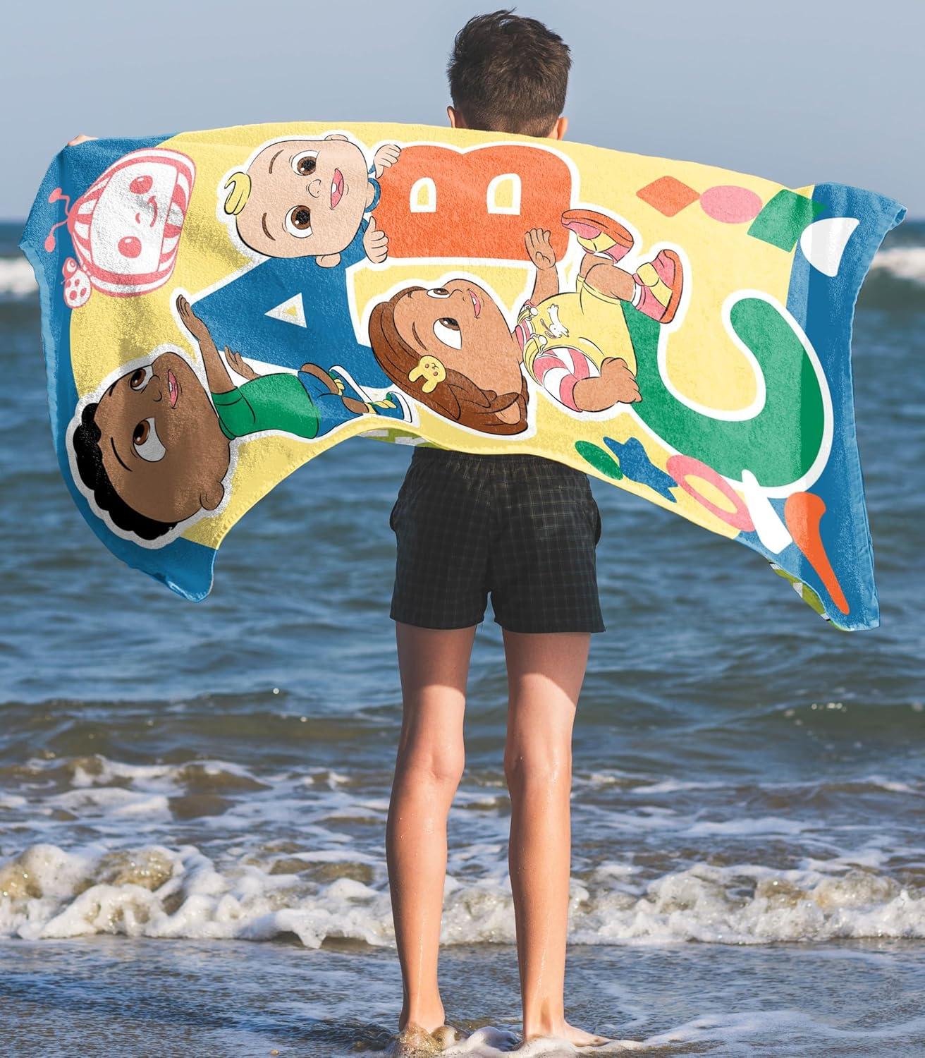 imageJay Franco Minecraft Creeper Kids Bath Pool Beach Towel  Super Soft ampamp Absorbent Blue 100 Cotton Towel Measures 28 x 58Multi  Cocomelon