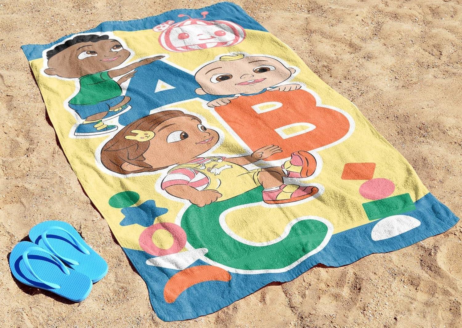imageJay Franco Minecraft Creeper Kids Bath Pool Beach Towel  Super Soft ampamp Absorbent Blue 100 Cotton Towel Measures 28 x 58Multi  Cocomelon