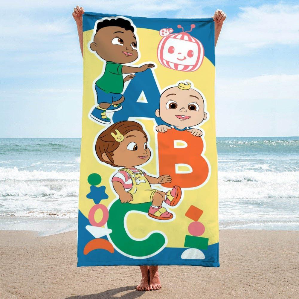 imageJay Franco Minecraft Creeper Kids Bath Pool Beach Towel  Super Soft ampamp Absorbent Blue 100 Cotton Towel Measures 28 x 58Multi  Cocomelon