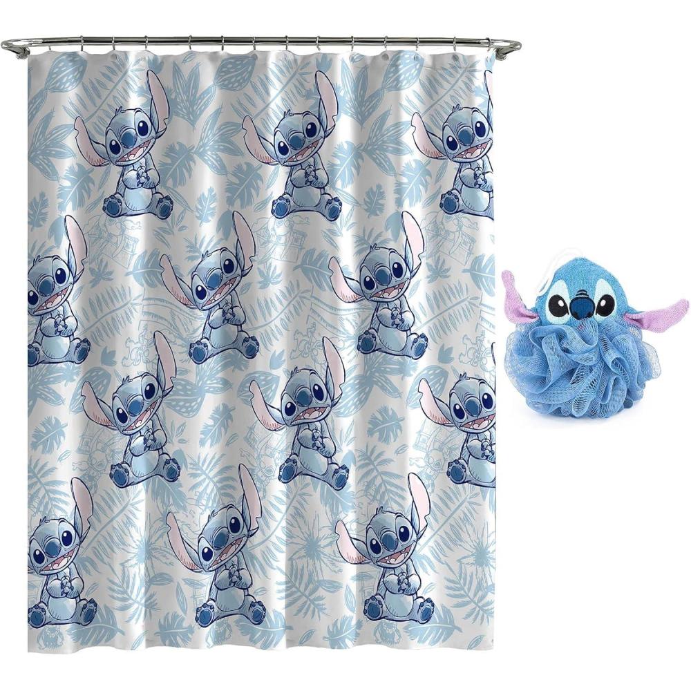 imageJay Franco Disney Encanto 2 Piece Bathroom Set  The Family Madrigal Shower Curtain ampamp Mirabel Loofah Body ScrubberBlue  Lilo  Stitch