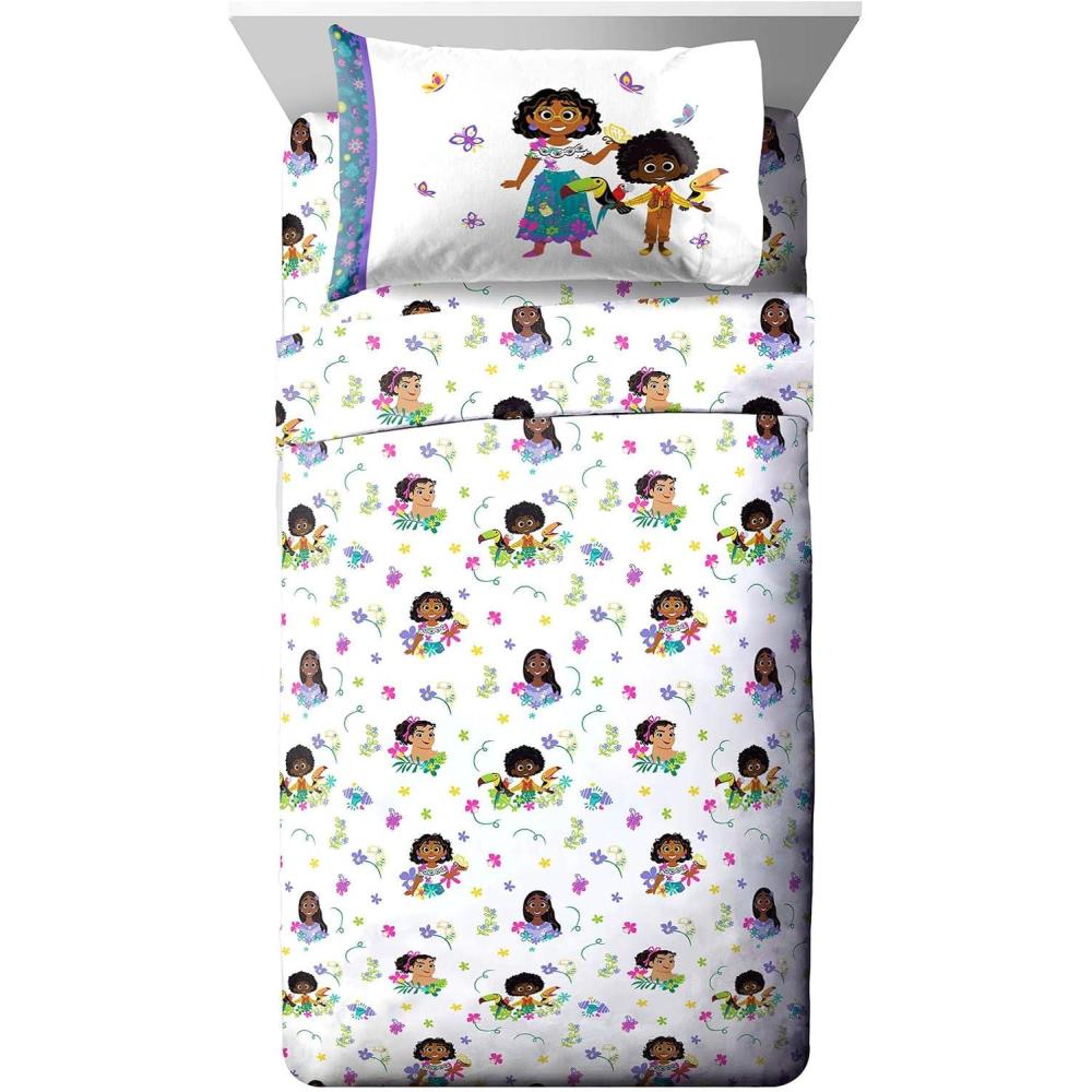 imageJay Franco Disney Encanto Sister Magic Full Sheet Set  4 Piece Set Super Soft and Cozy Kids Bedding  Fade Resistant Microfiber Sheets Official Disney Product