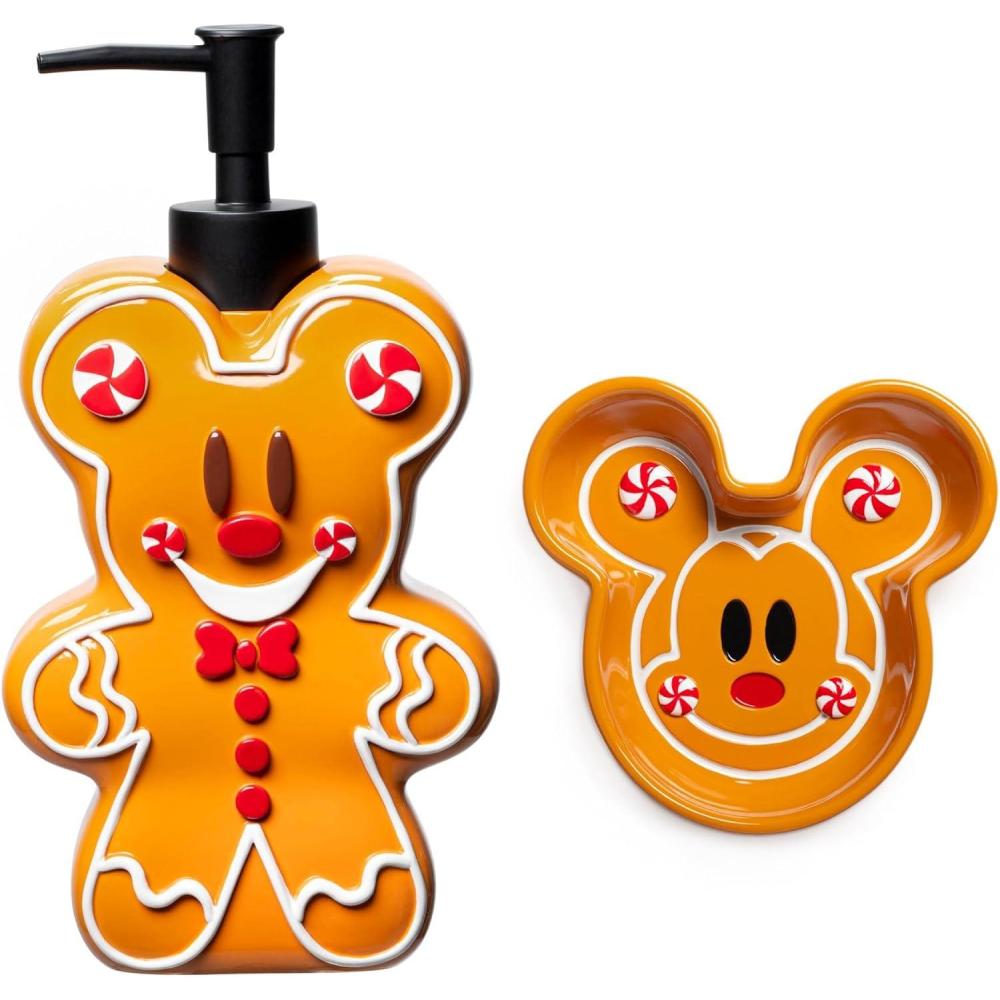 imageJay Franco Disney Minnie Mouse Gingerbread Bathroom Set  2 Piece Collection Includes Lotion Pump and Soap Dish  Christmas and Holiday Bathroom AccessoriesBrown  Mickey Mouse