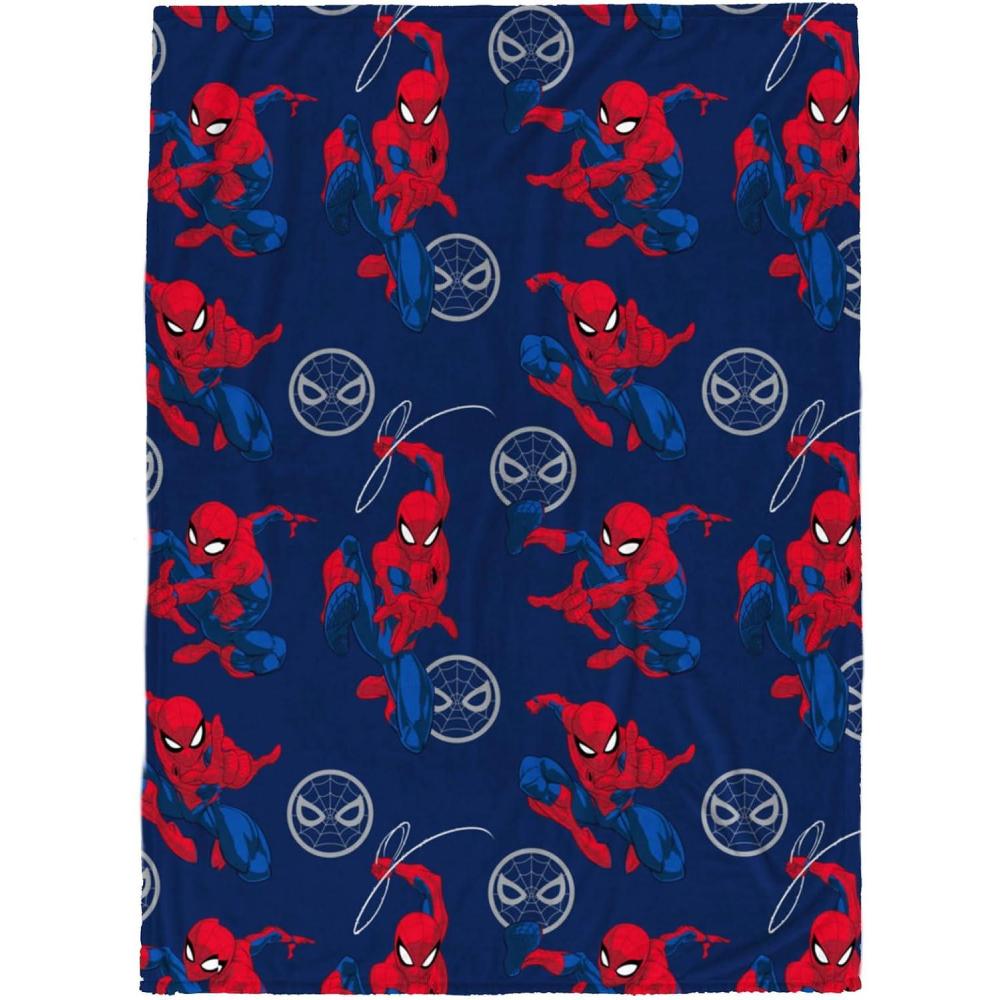 imageMarvel Spiderman Plush Throw Blanket  Measures 46 x 60 Inches  Kids Super Soft Fleece Superhero BeddingBlue  Spiderman