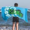 imageJay Franco Minecraft Creeper Kids Bath Pool Beach Towel  Super Soft ampamp Absorbent Blue 100 Cotton Towel Measures 28 x 58Blue  Minecraft 01