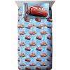 imageJay Franco DisneyPixar Cars Tune Up BlueGray 4 Piece Full Sheet Set with Lightning McQueen ampamp Mater Official DisneyPixar ProductCars 95