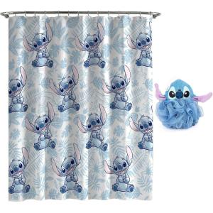 imageJay Franco Disney Encanto 2 Piece Bathroom Set  The Family Madrigal Shower Curtain ampamp Mirabel Loofah Body ScrubberBlue  Lilo  Stitch