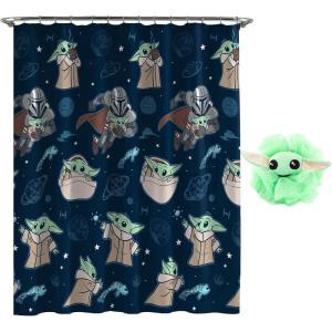 imageJay Franco Disney Encanto 2 Piece Bathroom Set  The Family Madrigal Shower Curtain ampamp Mirabel Loofah Body ScrubberBlue  Mandalorian
