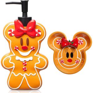 imageJay Franco Disney Minnie Mouse Gingerbread Bathroom Set  2 Piece Collection Includes Lotion Pump and Soap Dish  Christmas and Holiday Bathroom AccessoriesBrown  Minnie Mouse