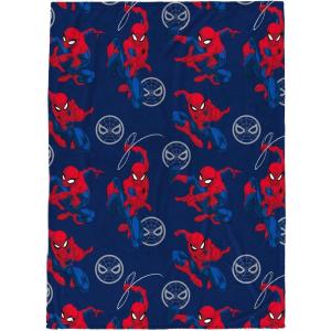 imageMarvel Spiderman Plush Throw Blanket  Measures 46 x 60 Inches  Kids Super Soft Fleece Superhero BeddingBlue  Spiderman