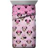 imageJay Franco Kids Comforter  Super Soft Reversible Bedding Polyester Microfiber Fill Pink  Minnie Mouse Twin