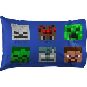 imageJay Franco Minecraft Pixel Friends 1 Single Pillowcase  DoubleSided Kids Super Soft  Bedding Features Creeper Enderman Zombie Skeleton Alex ampamp SteveGreen  Minecraft