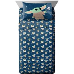 imageJay Franco Star Wars The Mandalorian Hello Grogu Full Size Sheet Set  4 Piece Set Super Soft and Cozy Kids Bedding  Fade Resistant Microfiber Sheets Official Star Wars Product