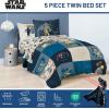 imageJay Franco Kids Comforter Set Includes Sheets and Pillow Covers  Soft and Cozy Bed Set for Stylish Room Decor Blue  Star Wars 01 5 Piece Twin Bedding