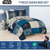 imageJay Franco Kids Comforter Set Includes Sheets and Pillow Covers  Soft and Cozy Bed Set for Stylish Room Decor Blue  Star Wars 01 7 Piece Queen Bedding