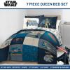 imageJay Franco Kids Comforter Set Includes Sheets and Pillow Covers  Soft and Cozy Bed Set for Stylish Room Decor Blue  Star Wars 01 7 Piece Queen Bedding
