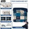 imageJay Franco Kids Comforter Set Includes Sheets and Pillow Covers  Soft and Cozy Bed Set for Stylish Room Decor Blue  Star Wars 01 7 Piece Queen Bedding