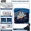imageJay Franco Kids Comforter Set Includes Sheets and Pillow Covers  Soft and Cozy Bed Set for Stylish Room Decor Dark Blue  Star Wars 7 Piece Queen Bedding