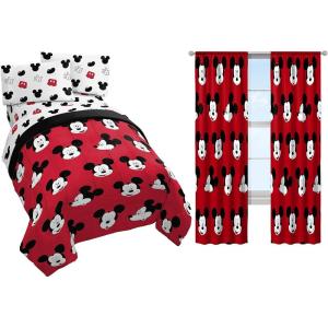 imageJay Franco Disney Mickey Cute Faces 8Piece Twin Bedding Bundle Includes Bed Set Drapes Set