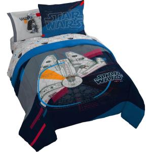 imageJay Franco Kids Comforter Set Includes Sheets and Pillow Covers  Soft and Cozy Bed Set for Stylish Room Decor Dark Blue  Star Wars 7 Piece Queen Bedding