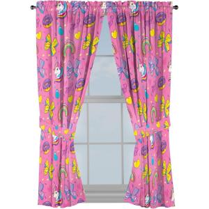 imageJay Franco Kids Window Drapes  4 Piece Curtain Set Includes 2 Tiebacks Beautiful Bedding Room Dcor and Easy Set Up Pink  JoJo Siwa 63 Inch