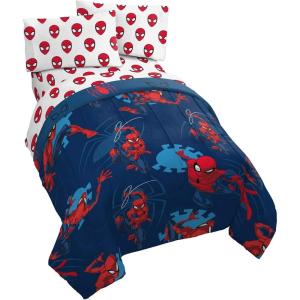 imageJay Franco Marvel Avengers Team 5 Piece Full Bed Set  Includes Comforter ampamp Sheet Set  Super Soft Fade Resistant Polyester  Official Marvel ProductBlue  Spiderman