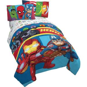 imageJay Franco Marvel Avengers Team 5 Piece Full Bed Set  Includes Comforter ampamp Sheet Set  Super Soft Fade Resistant Polyester  Official Marvel ProductMulti  Avengers