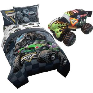 imageJay Franco Monster Jam Slash Twin Bed Set ampamp Grave Digger Pillow Buddy Bundle