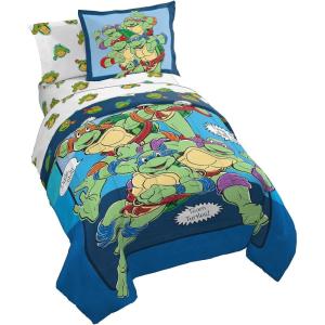 imageJay Franco Nickelodeon Teenage Mutant Ninja Turtles Ready to Roll 5 Piece Twin Bed Set  Includes Reversible Comforter ampamp Sheet Set Bedding  Super Soft Fade Resistant MicrofiberBlue  Tmnt