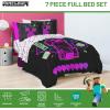 imageJay Franco Disney Moana Queen Comforter Set  7 Piece Bedding Includes Sheet Set ampamp Pillow Covers  Super Soft Floral Kids BeddingBlack  Minecraft