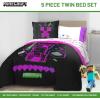 imageJay Franco Disney Moana Queen Comforter Set  7 Piece Bedding Includes Sheet Set ampamp Pillow Covers  Super Soft Floral Kids BeddingBlack  Minecraft