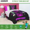 imageJay Franco Disney Moana Queen Comforter Set  7 Piece Bedding Includes Sheet Set ampamp Pillow Covers  Super Soft Floral Kids BeddingBlack  Minecraft