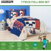 imageJay Franco Disney Moana Queen Comforter Set  7 Piece Bedding Includes Sheet Set ampamp Pillow Covers  Super Soft Floral Kids BeddingBlue  Minecraft 01