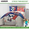imageJay Franco Disney Moana Queen Comforter Set  7 Piece Bedding Includes Sheet Set ampamp Pillow Covers  Super Soft Floral Kids BeddingBlue  Minecraft 01