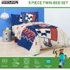 imageJay Franco Disney Moana Queen Comforter Set  7 Piece Bedding Includes Sheet Set ampamp Pillow Covers  Super Soft Floral Kids BeddingBlue  Minecraft 01