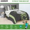 imageJay Franco Disney Moana Queen Comforter Set  7 Piece Bedding Includes Sheet Set ampamp Pillow Covers  Super Soft Floral Kids BeddingGray  Minecraft 01