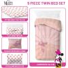imageJay Franco Disney Moana Queen Comforter Set  7 Piece Bedding Includes Sheet Set ampamp Pillow Covers  Super Soft Floral Kids BeddingPink  Minnie Mouse 01
