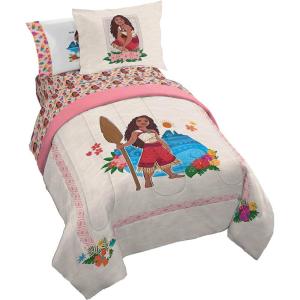 imageJay Franco Disney Moana Queen Comforter Set  7 Piece Bedding Includes Sheet Set ampamp Pillow Covers  Super Soft Floral Kids BeddingBeige  Moana