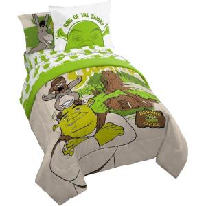 imageJay Franco Disney Moana Queen Comforter Set  7 Piece Bedding Includes Sheet Set ampamp Pillow Covers  Super Soft Floral Kids BeddingBrown  Shrek