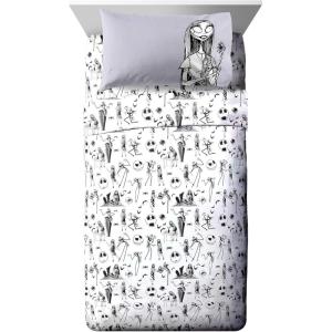 imageJay Franco Disney Nightmare Before Christmas Gothic Romance Queen Sheet Set 4 Piece Set Super Soft and Cozy Kids Bedding Features Jack Skellington ampamp Sally  Microfiber Sheets Official Disney ProductWhite  Nightmare Before Christmas