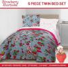 imageJay Franco Kids Comforter Set Includes Sheets and Pillow Covers  Soft and Cozy Bed Set for Stylish Room Decor Blue  Strawberry Shortcake 5 Piece Twin Size Bedding