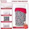 imageJay Franco Kids Comforter Set Includes Sheets and Pillow Covers  Soft and Cozy Bed Set for Stylish Room Decor Blue  Strawberry Shortcake 5 Piece Twin Size Bedding