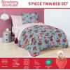 imageJay Franco Kids Comforter Set Includes Sheets and Pillow Covers  Soft and Cozy Bed Set for Stylish Room Decor Blue  Strawberry Shortcake 5 Piece Twin Size Bedding