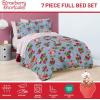 imageJay Franco Kids Comforter Set Includes Sheets and Pillow Covers  Soft and Cozy Bed Set for Stylish Room Decor Blue  Strawberry Shortcake 7 Piece Full Size Bedding