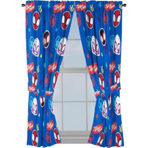 imageJay Franco Black Out Window Curtains for Kids Bedroom 4Piece Drape Set with 2 Tiebacks Grey  Spidey ampamp His Amazing Friends 42quot W x 84quot L Pack of 2Grey  Spidey  His Amazing Friends