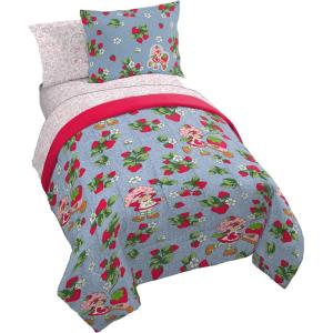 imageJay Franco Kids Comforter Set Includes Sheets and Pillow Covers  Soft and Cozy Bed Set for Stylish Room Decor Blue  Strawberry Shortcake 7 Piece Full Size Bedding