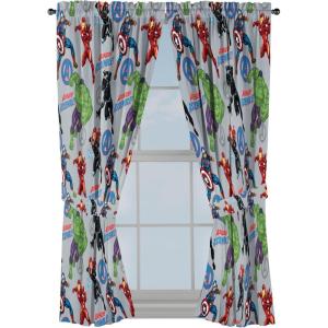 imageJay Franco Window Curtains for Kids Bedroom 4Piece Drape Set with 2 Tiebacks Blue  Spidey ampamp His Amazing Friends 42quot W x 63quot L Pack of 2Grey  Avengers